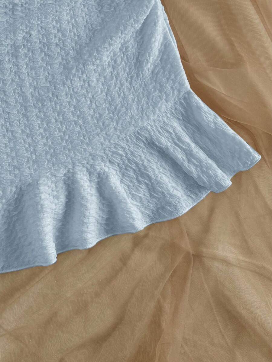 Vestido Mini Feminino Bodycon em Malha com Alças Finas Azul Bebê