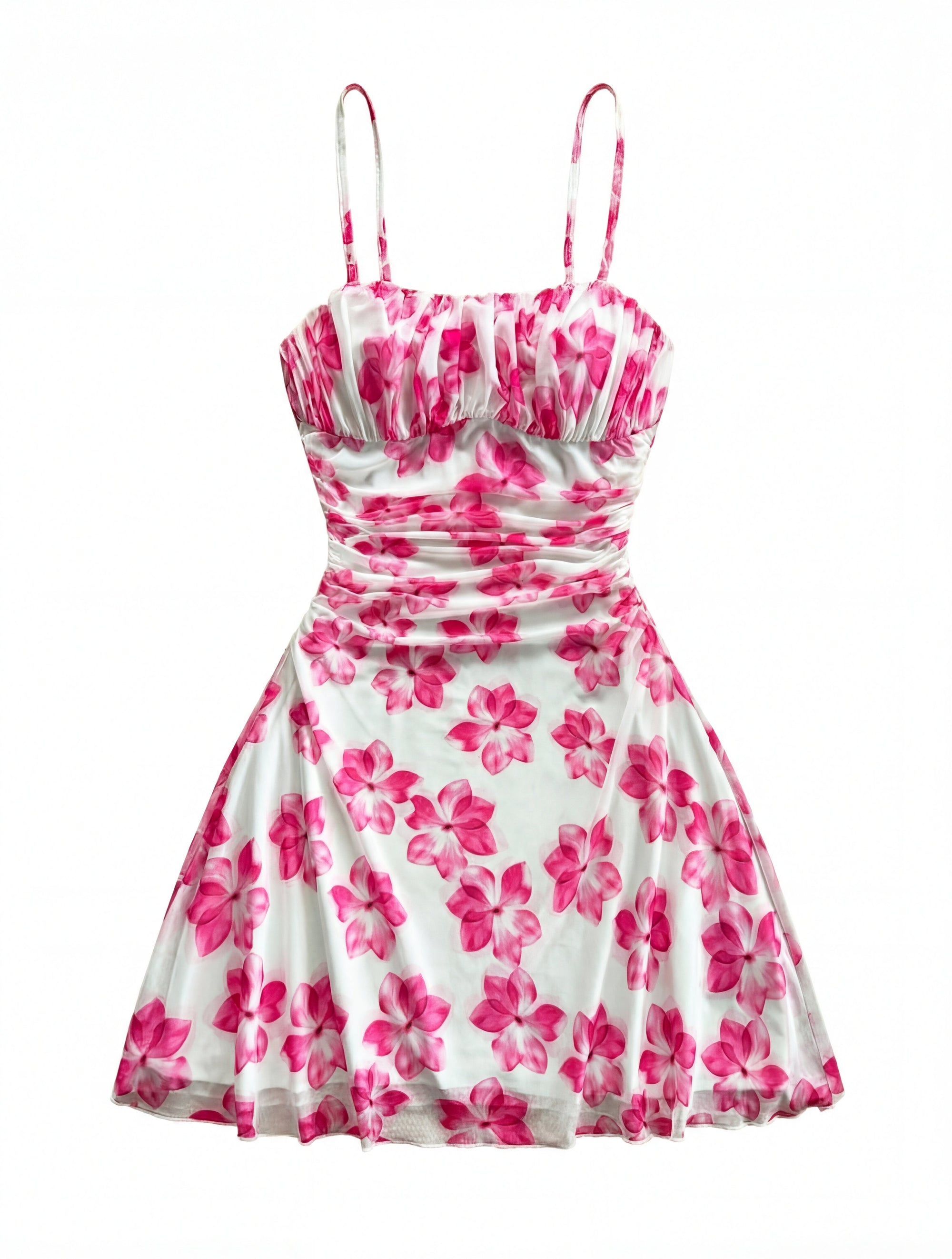 Vestido Mini Feminino Boho em Malha com Estampa Floral Rosa Chiclete