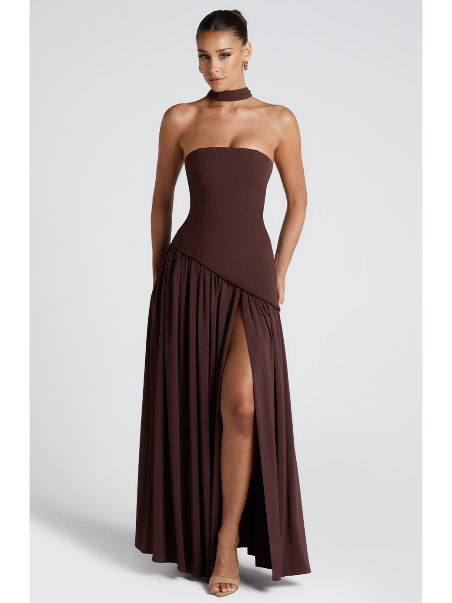 Vestido Longo Sem Alças Elegante
