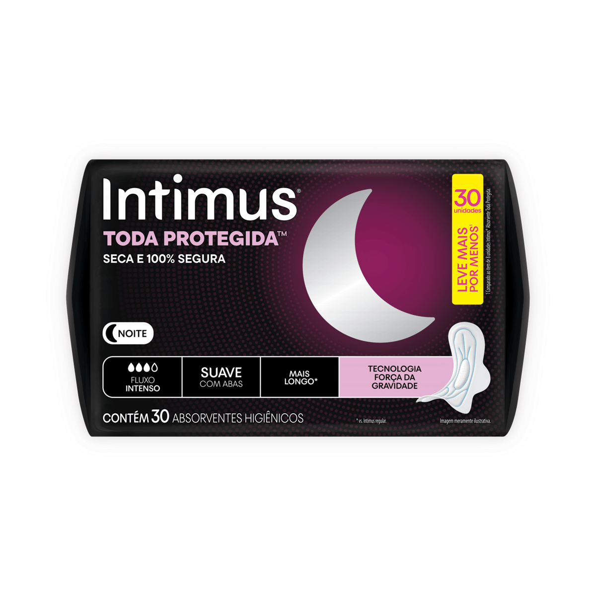 Absorvente Intimus Noturno Cobertura Suave com Abas 30 Unidades — imagem 4 | Farmácia Resyla