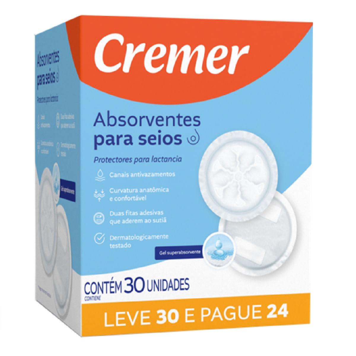 Absorvente para Seios Cremer Superabsorvente 30 Unidades Leve 30 Pague 24 — Cremer | Farmácia Resyla