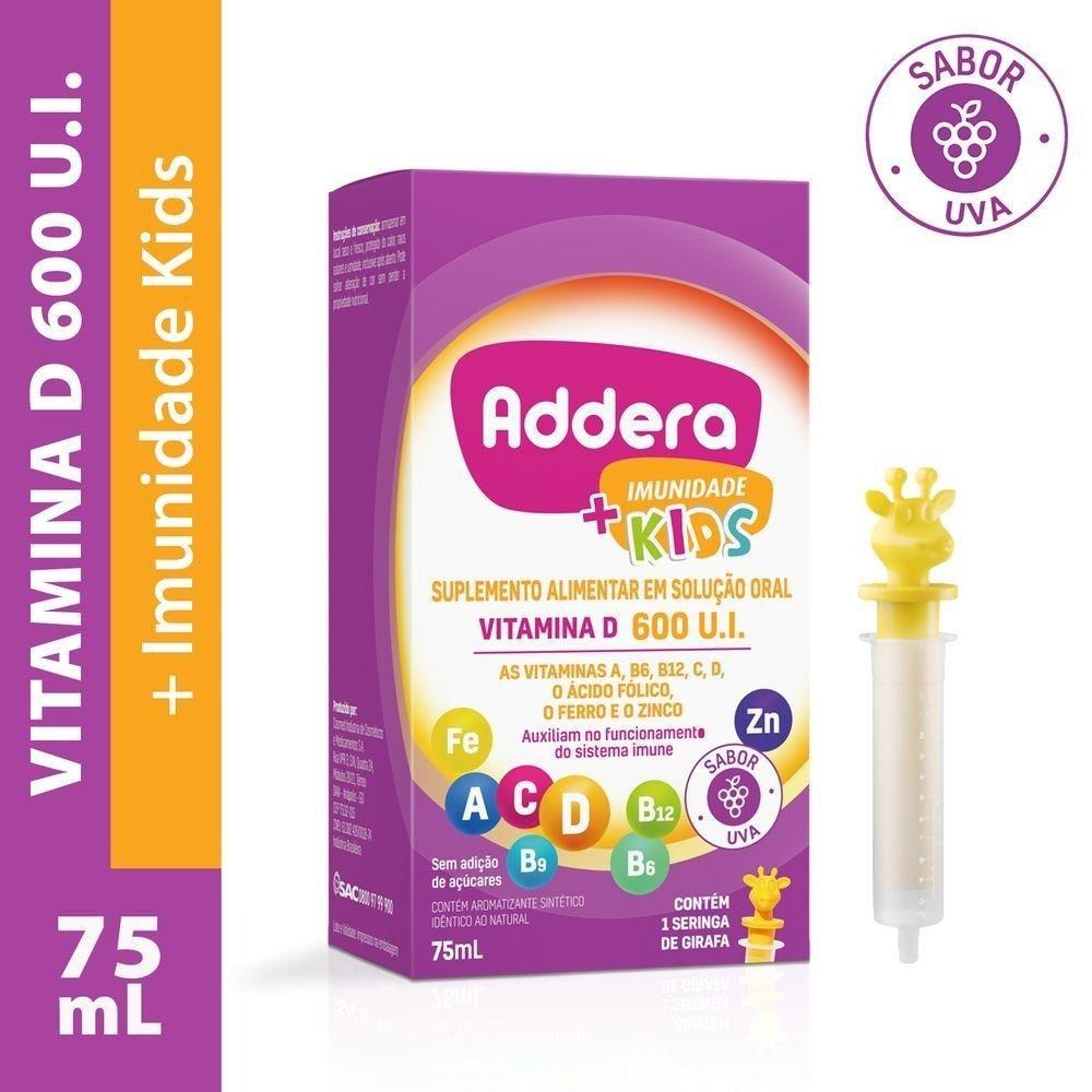 Addera + Imunidade Kids 600UI Sabor Uva Solução Oral 75ml + Seringa Dosadora — imagem 2 | Farmácia Resyla