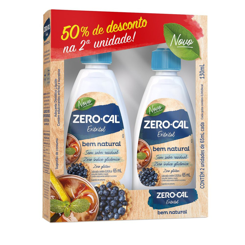 Adoçante Zero-Cal Eritritol 65ml 2 Unidades — Zero Cal | Farmácia Resyla