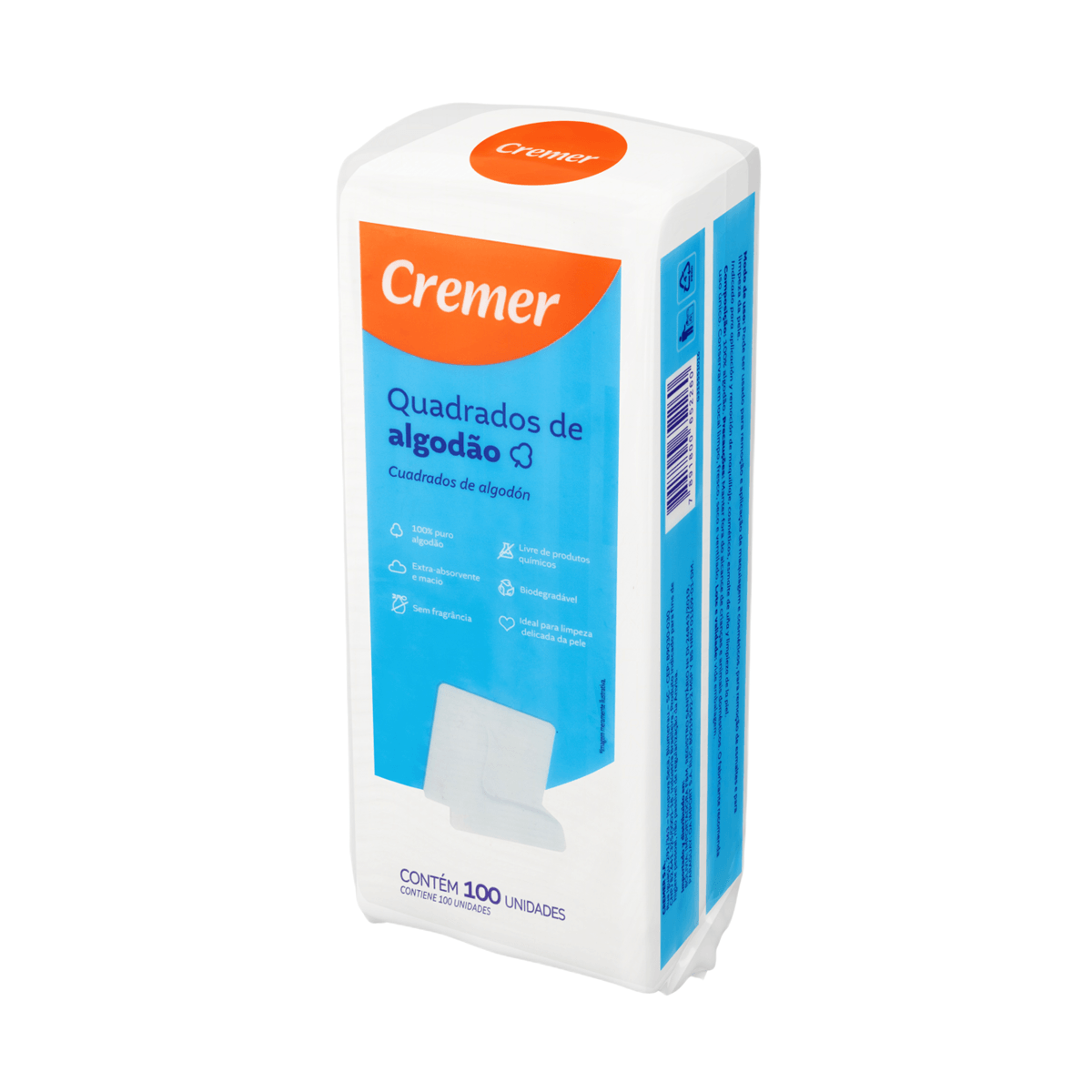 Algodão Quadrado Cremer Hidrófilo 100 Unidades — Cremer | Farmácia Resyla