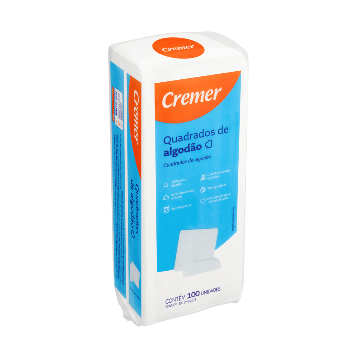 Algodão Quadrado Cremer Hidrófilo 100 Unidades — imagem 2 | Farmácia Resyla