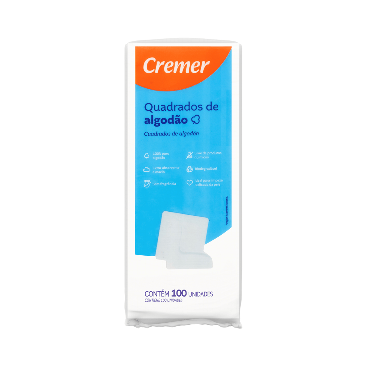 Algodão Quadrado Cremer Hidrófilo 100 Unidades — imagem 3 | Farmácia Resyla