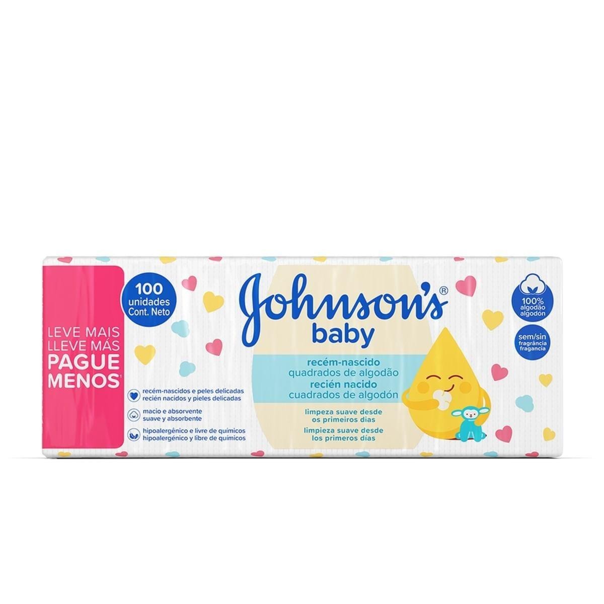 Algodão Quadrado Sem Perfume Johnsons Baby 100 Unidades — imagem 3 | Farmácia Resyla