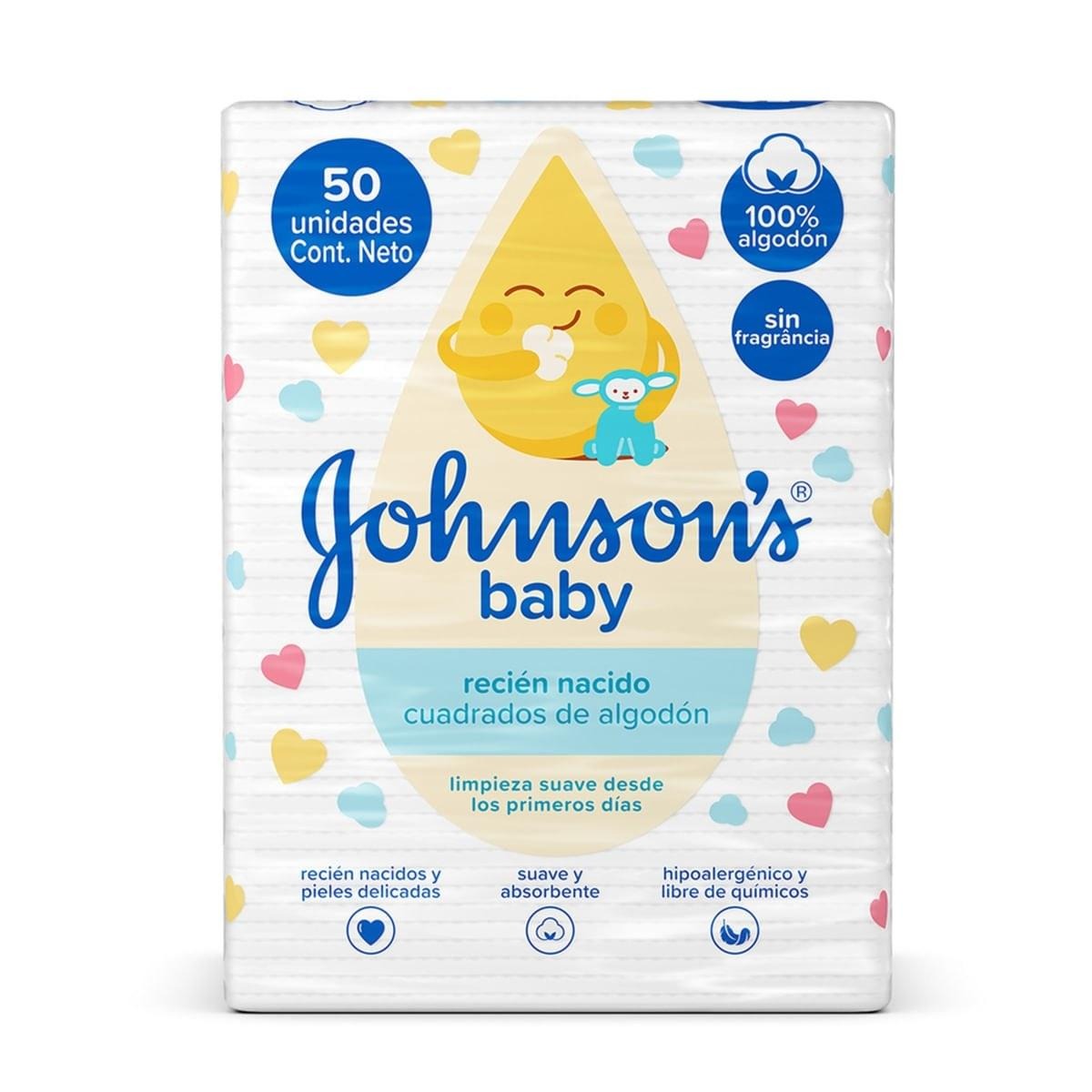 Algodão Quadrado Sem Perfume Johnsons Baby 50 Unidades — imagem 3 | Farmácia Resyla
