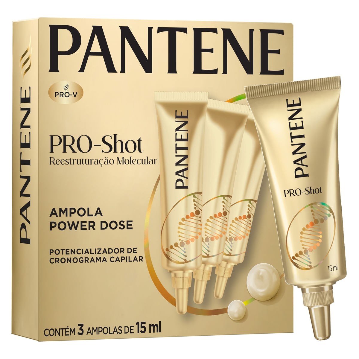 Ampola De Tratamento Capilar Pantene Pro-Shot Reestruturação Molecular Caixa 3 Unidades 15ml Cada — Pantene | Farmácia Resyla