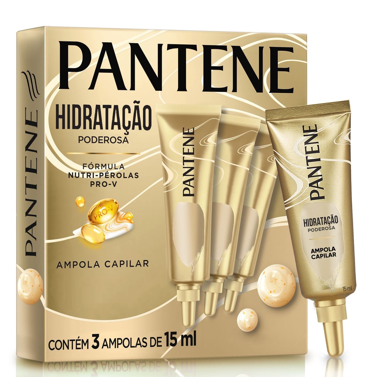 Ampola de Tratamento Pantene Pro-V Hidratação Poderosa Pérolas 15ml 3 Unidades — Pantene | Farmácia Resyla