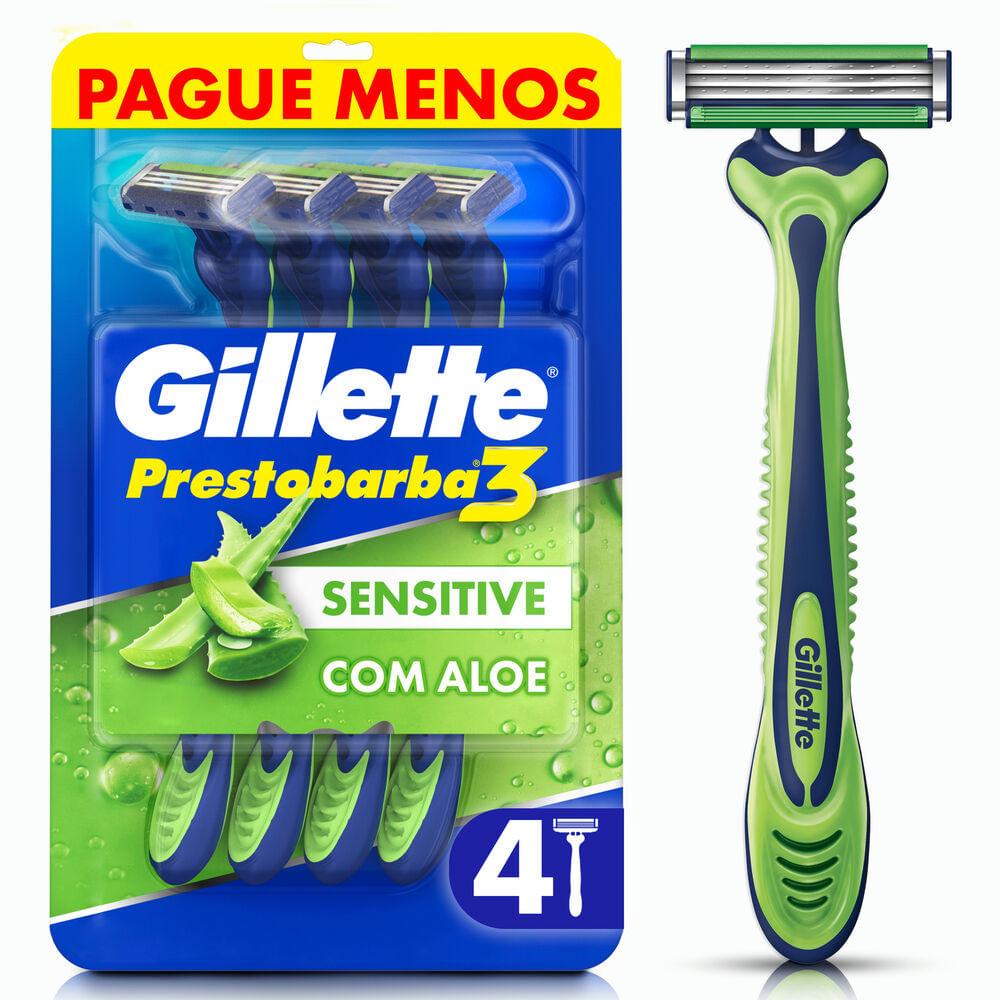 Aparelho de Barbear Descartável Gillette Prestobarba 3 Sensitive 4 Unidades — Gillette Prestobarba | Farmácia Resyla