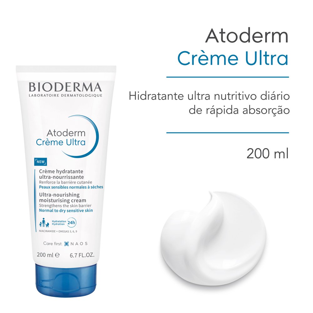 Bioderma Atoderm Creme Ultra Hidratação Corporal Diária Ultra Sensorial e Eficaz para Peles Normais e Secas 200ml — imagem 2 | Farmácia Resyla