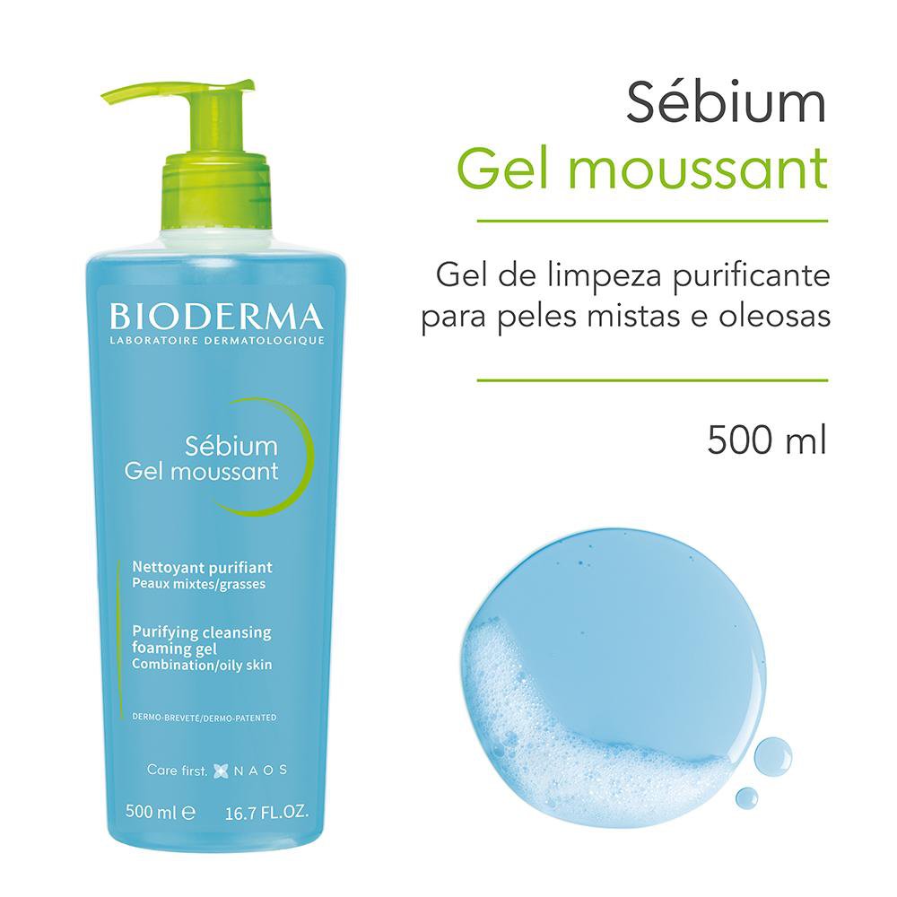Bioderma Sébium Gel Moussant Gel de Limpeza Antioleosidade de Alta Tolerância 500ml — imagem 2 | Farmácia Resyla