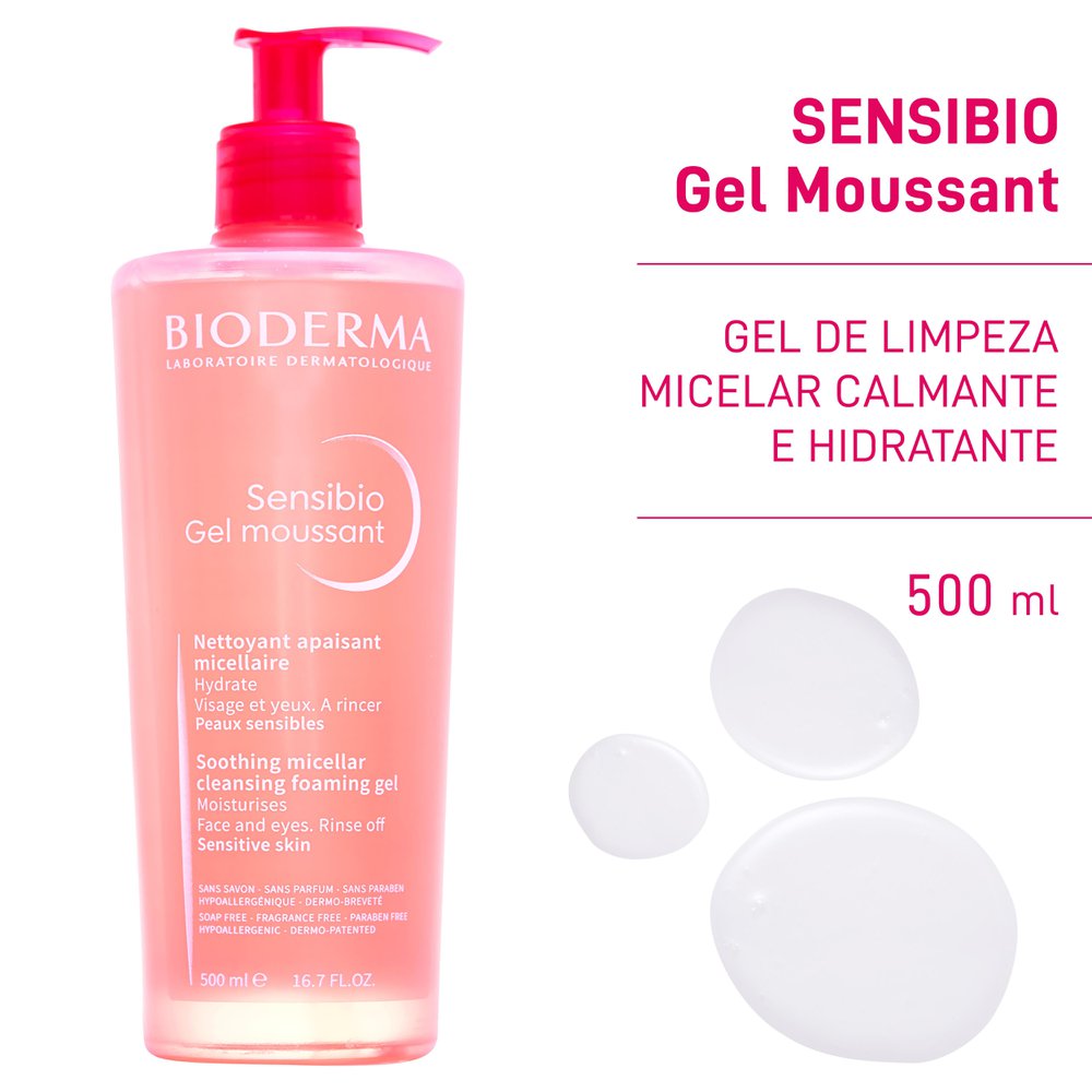Bioderma Sensibio Gel Moussant Gel de Limpeza Micelar Calmante e Hidratante 500ml — imagem 2 | Farmácia Resyla