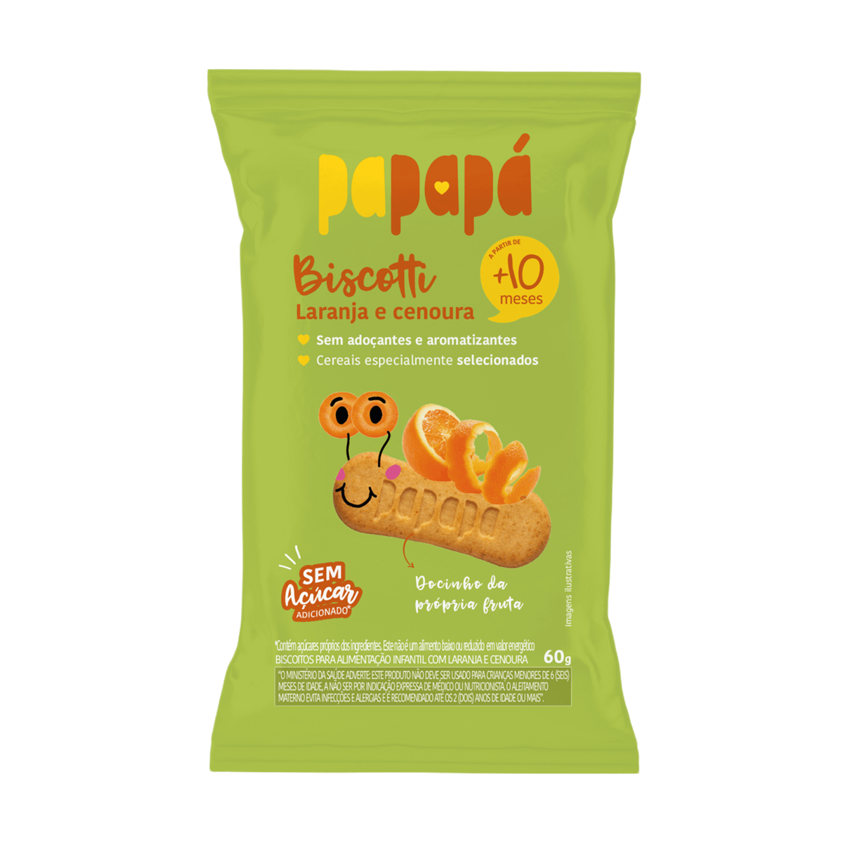 Biscoito Infantil Papapá Biscotti Sabor Laranja e Cenoura Sem Açúcar +10meses 60g — Papapá | Farmácia Resyla