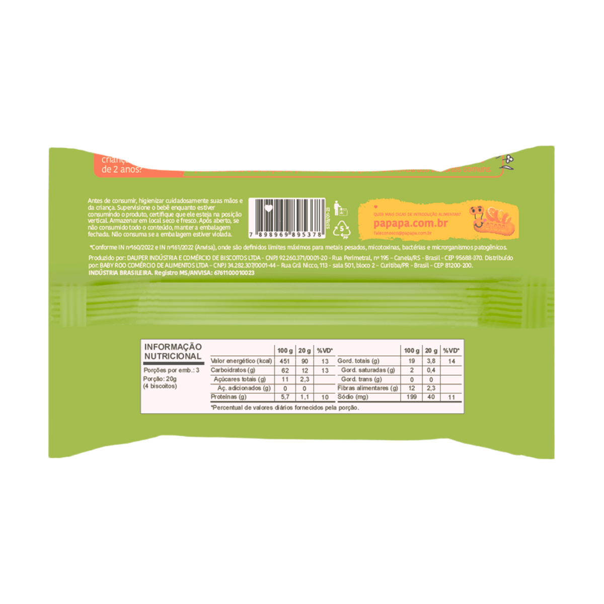 Biscoito Infantil Papapá Biscotti Sabor Laranja e Cenoura Sem Açúcar +10meses 60g — imagem 2 | Farmácia Resyla