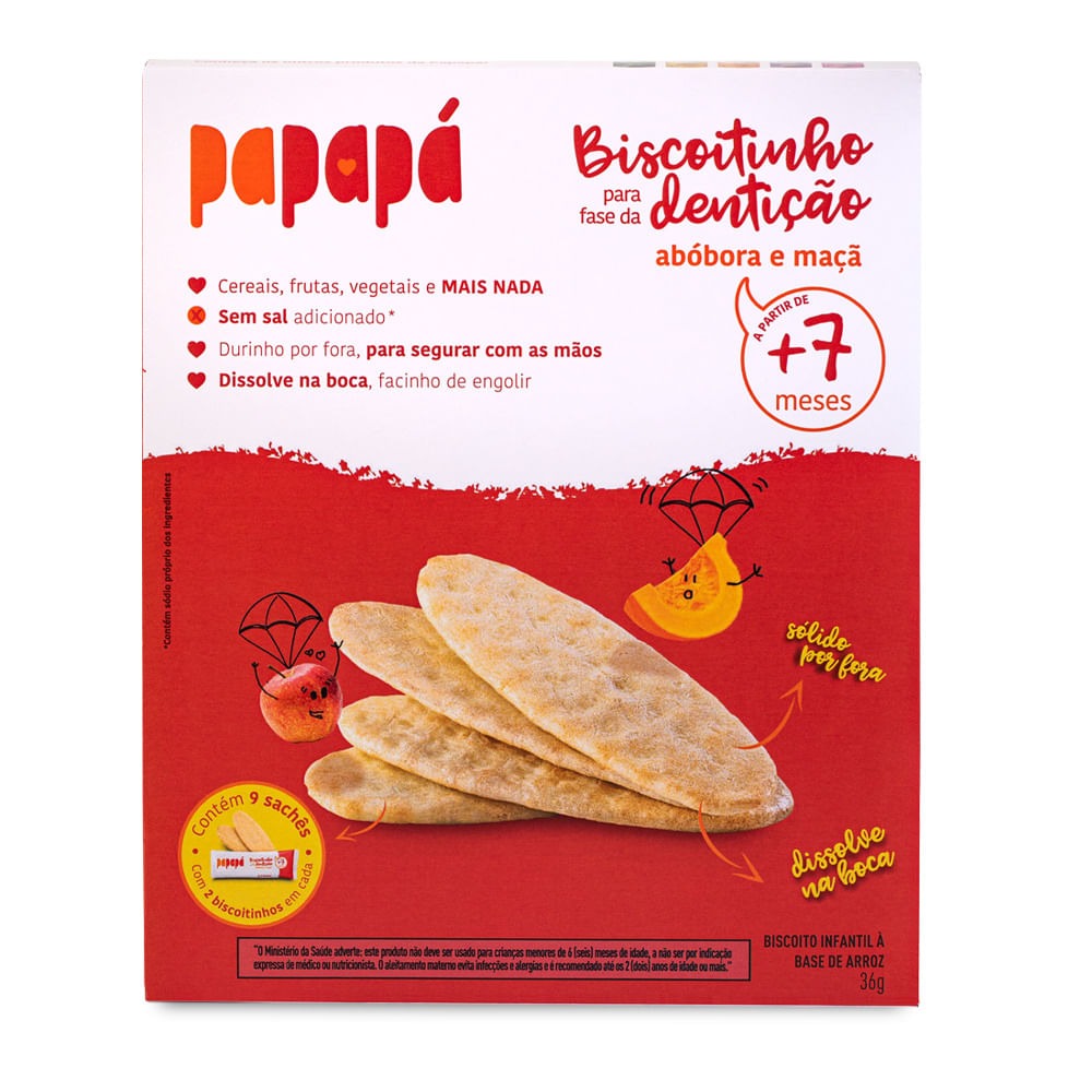 Biscoito Infantil Papapá Sabor Abóbora e Maçã +7 Meses 36g — Papapá | Farmácia Resyla