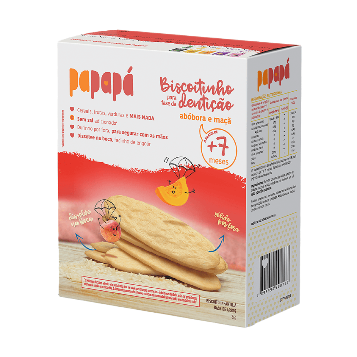 Biscoito Infantil Papapá Sabor Abóbora e Maçã +7 Meses 36g — imagem 2 | Farmácia Resyla