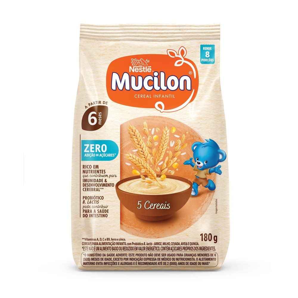 Cereal Infantil Mucilon 5 Cereais +6 meses Sem Adição de Açúcares 180g — Mucilon | Farmácia Resyla