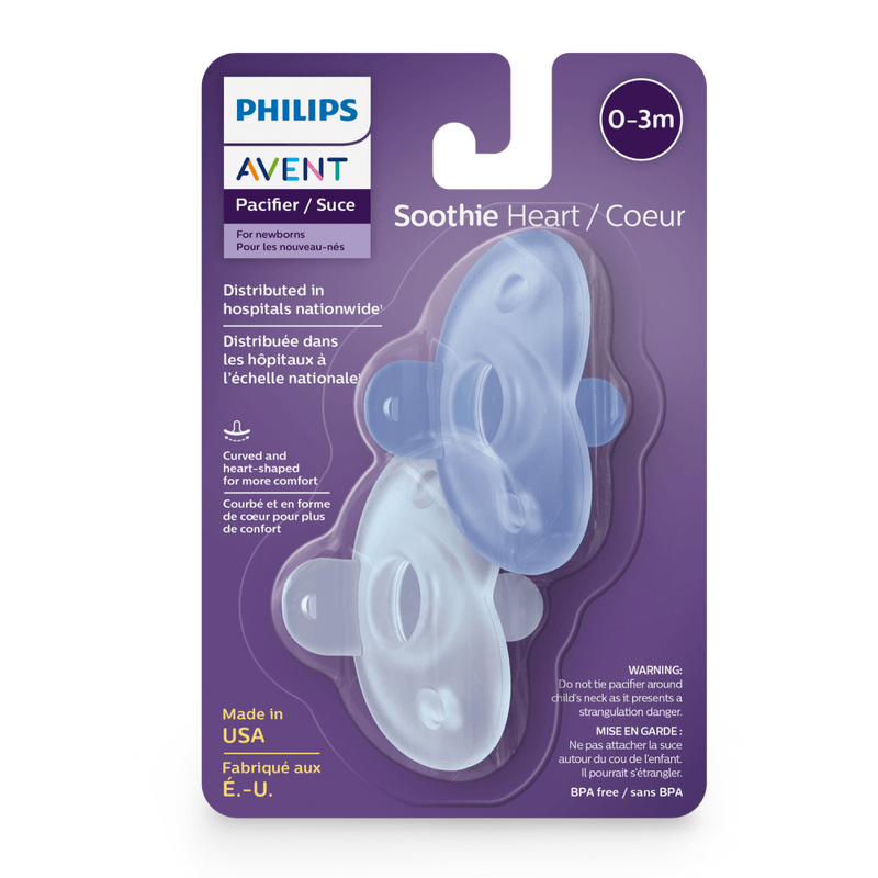 Chupeta Philips Avent Soothie Heart de 0 a 3 meses Flexível Silicone Azul 2 Unidades — Philips Avent | Farmácia Resyla