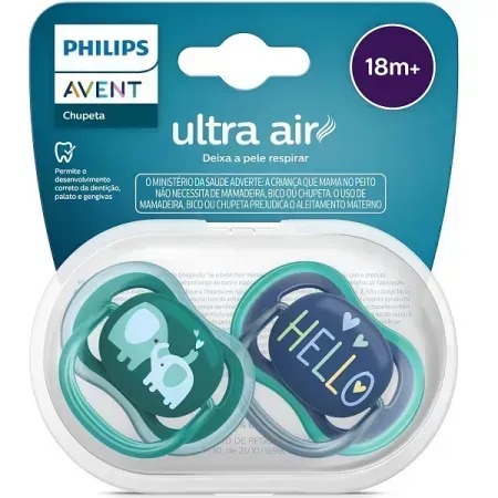 Chupeta Philips Avent Ultra Air +18 meses Silicone Azul 2 Unidades — Philips Avent | Farmácia Resyla