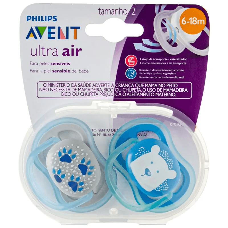 Chupeta Philips Avent Ultra Air de 6 a 18 meses Silicone Azul 2 Unidades — imagem 2 | Farmácia Resyla