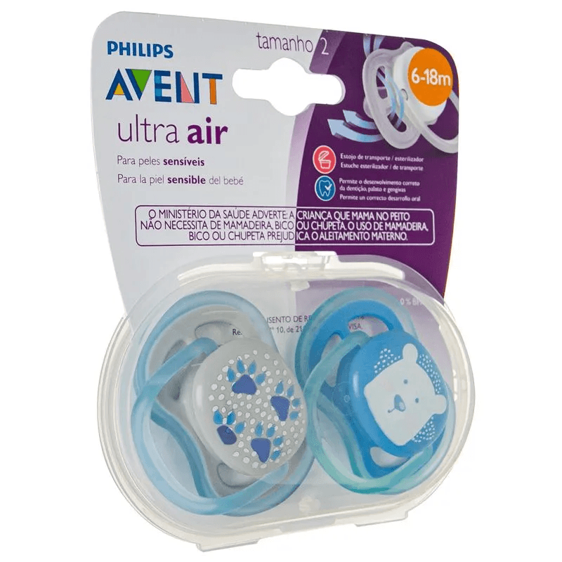 Chupeta Philips Avent Ultra Air de 6 a 18 meses Silicone Azul 2 Unidades — imagem 4 | Farmácia Resyla