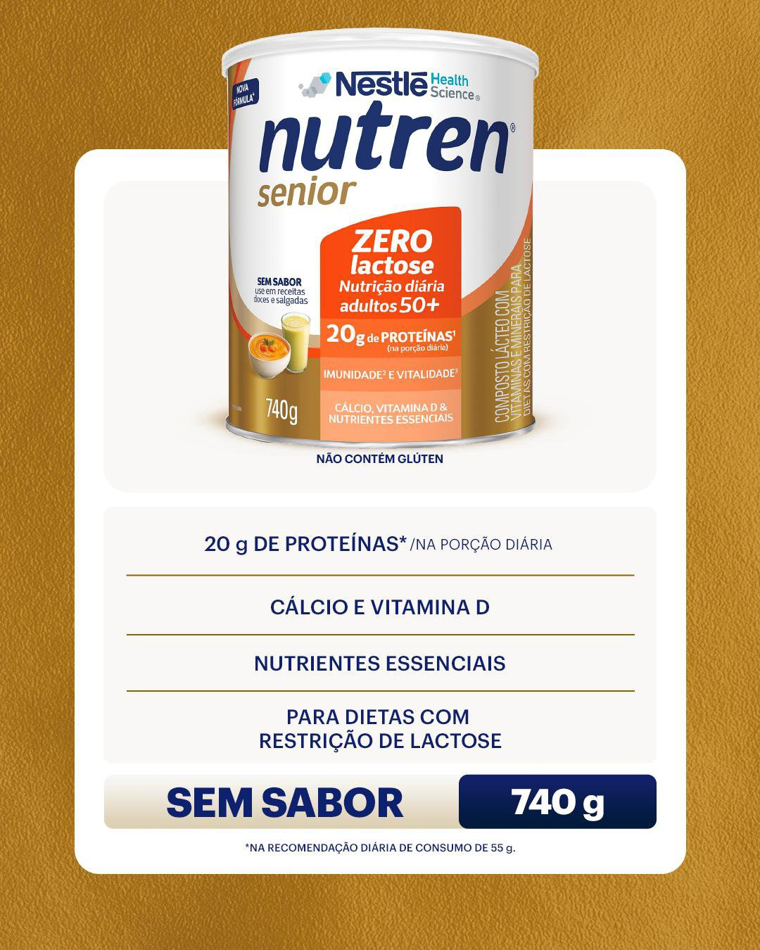 Complemento Alimentar Nutren Senior Sem Sabor Zero Lactose 740g — imagem 2 | Farmácia Resyla