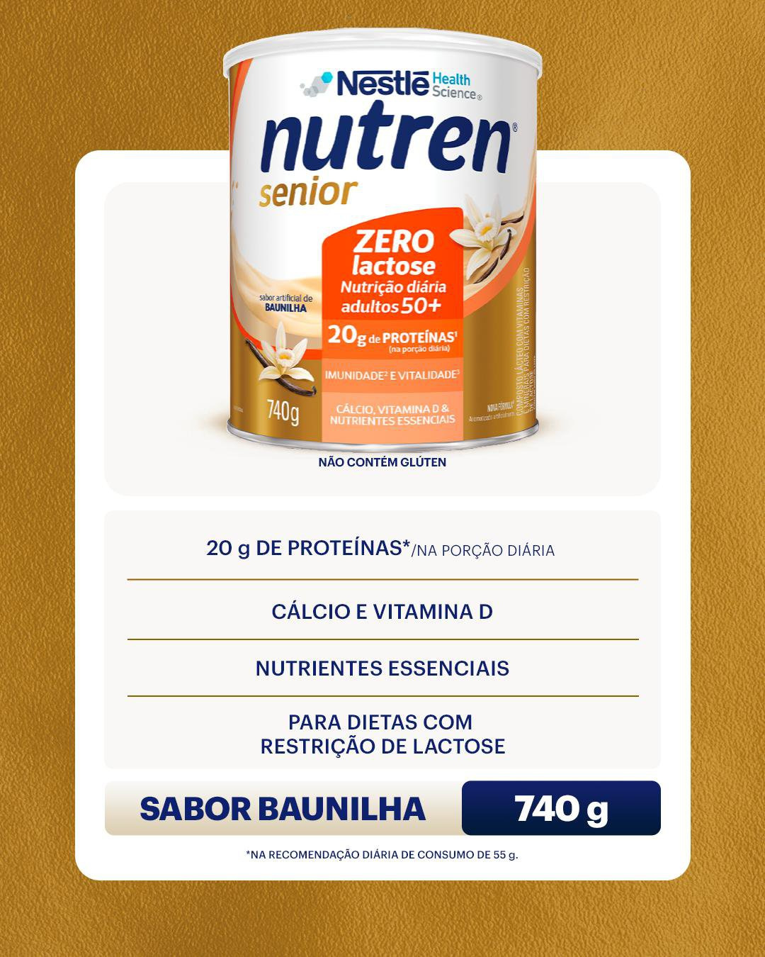 Complemento Alimentar Nutren Senior Zero Lactose Baunilha 740g — imagem 2 | Farmácia Resyla