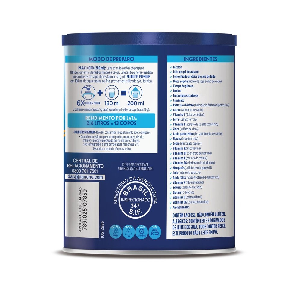 Composto Lácteo Infantil Milnutri Premium 1 a 5 anos 800g — imagem 3 | Farmácia Resyla