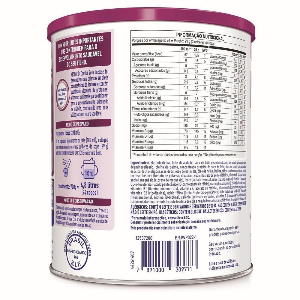 Composto Lácteo Infantil Neslac Comfor de 3 a 5 anos Zero Lactose 700g — imagem 3 | Farmácia Resyla