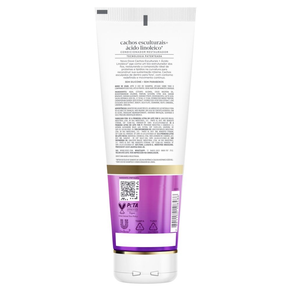 Condicionador Dove Cachos Esculturais + Ácido Linoleico 250ml — imagem 3 | Farmácia Resyla