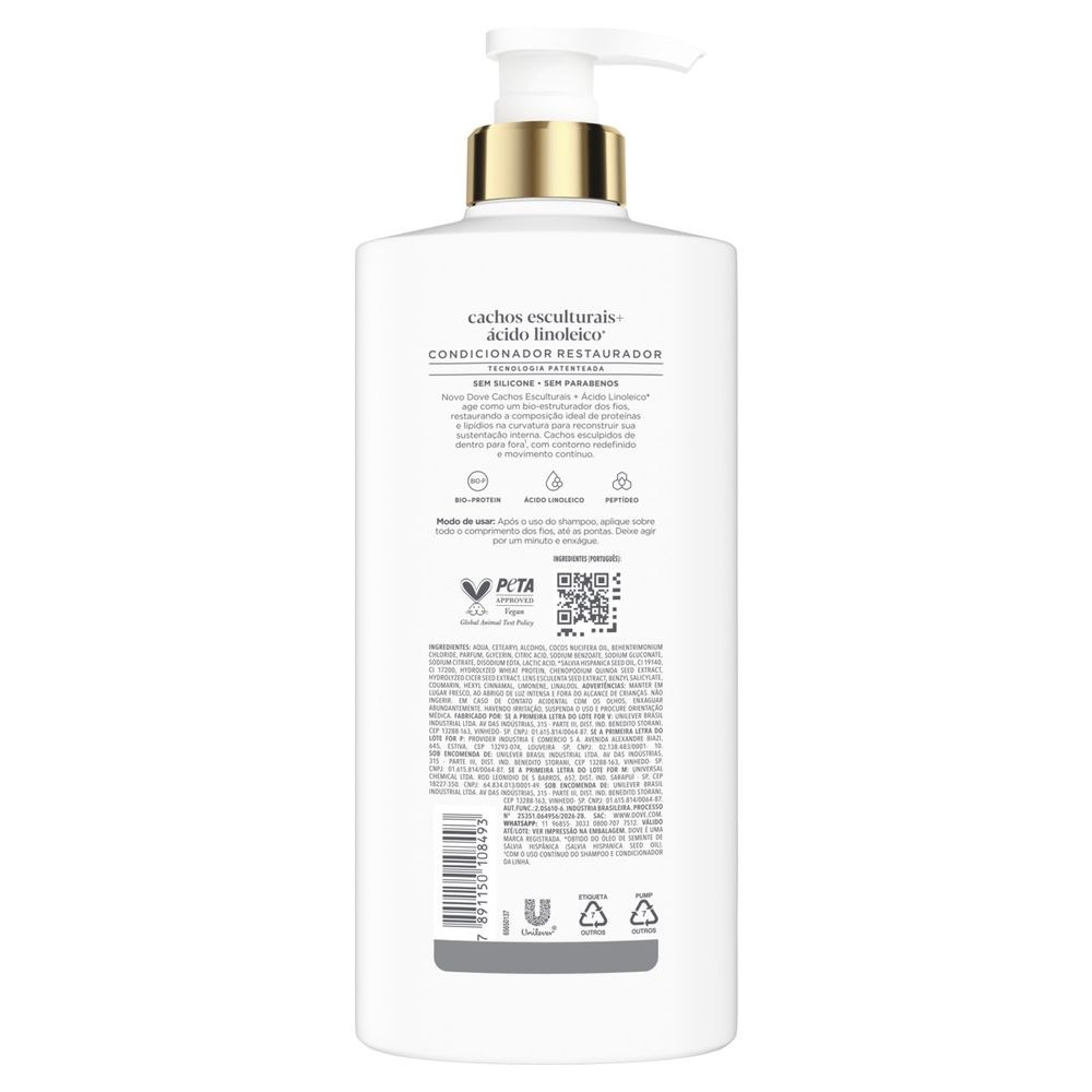 Condicionador Dove Cachos Esculturais + Ácido Linoleico 600ml — imagem 3 | Farmácia Resyla