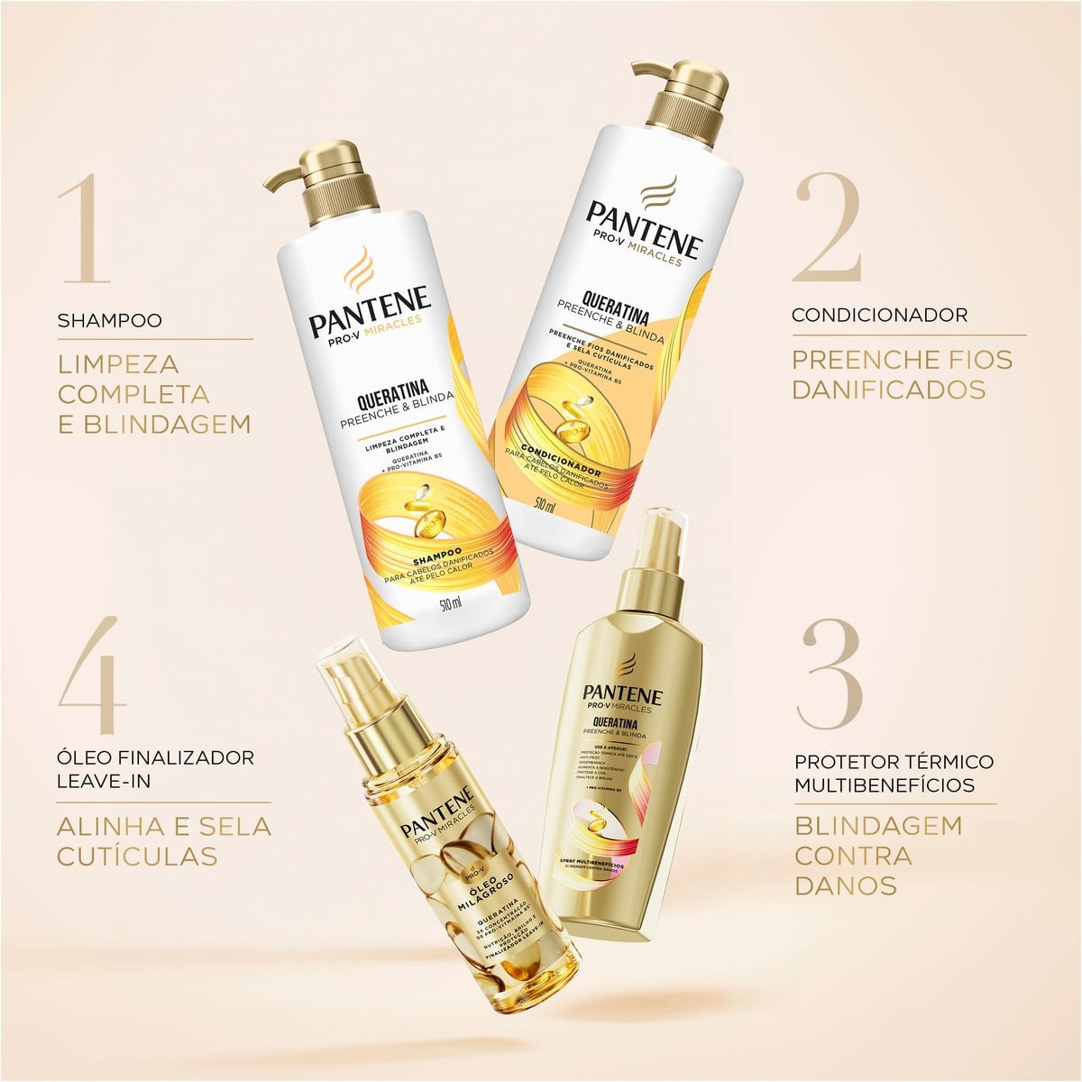 Condicionador Pantene Pro-V Miracles Queratina Preenche & Blinda 510ml — imagem 4 | Farmácia Resyla