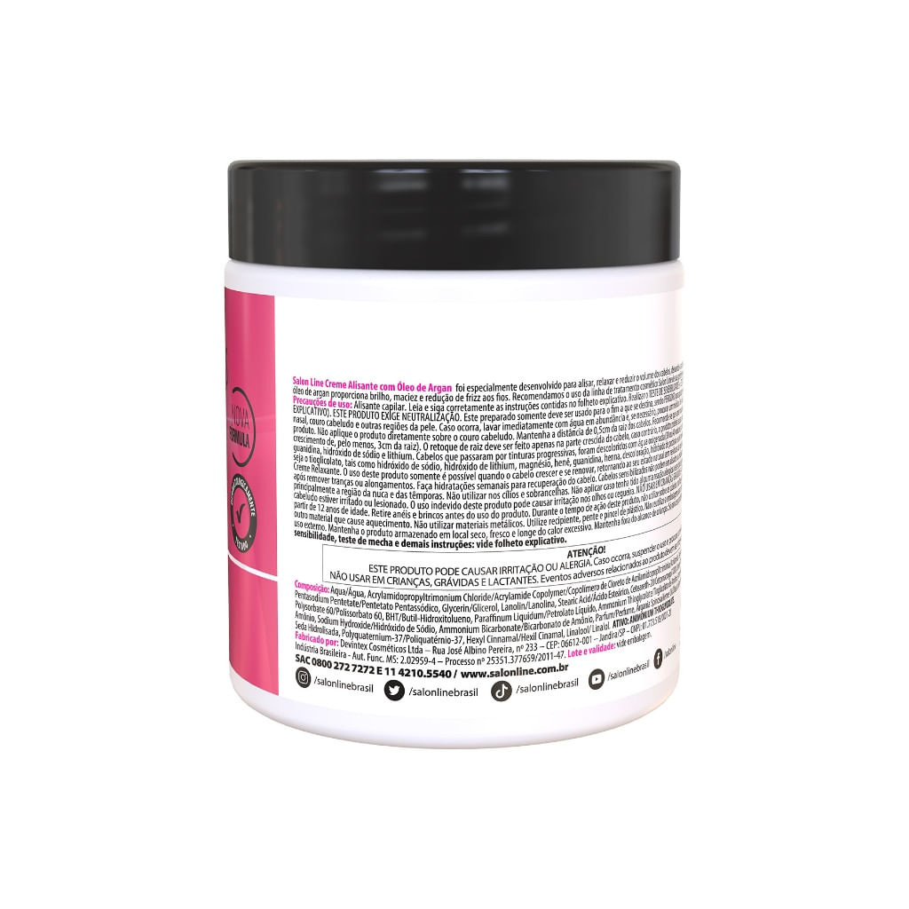 Creme Alisante Salon Line Óleo De Argan Forte 500g — imagem 2 | Farmácia Resyla