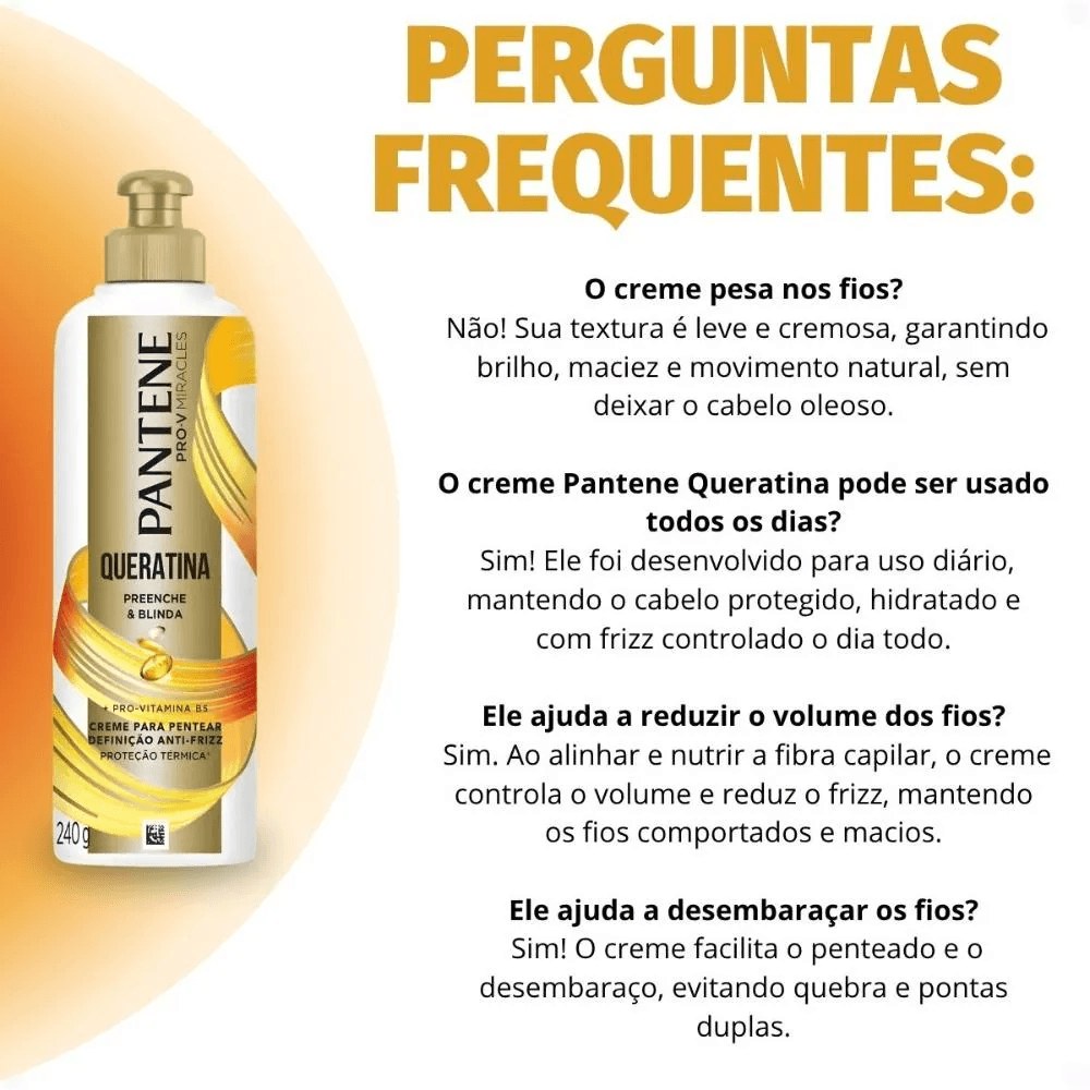 Creme de Pentear Pantene Pro-V Miracles Queratina Preenche & Blinda 240g — imagem 4 | Farmácia Resyla