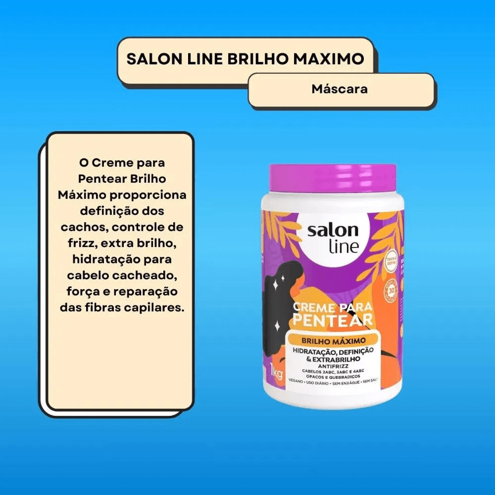 Creme de Pentear Salon Line Brilho Máximo 1Kg — imagem 4 | Farmácia Resyla