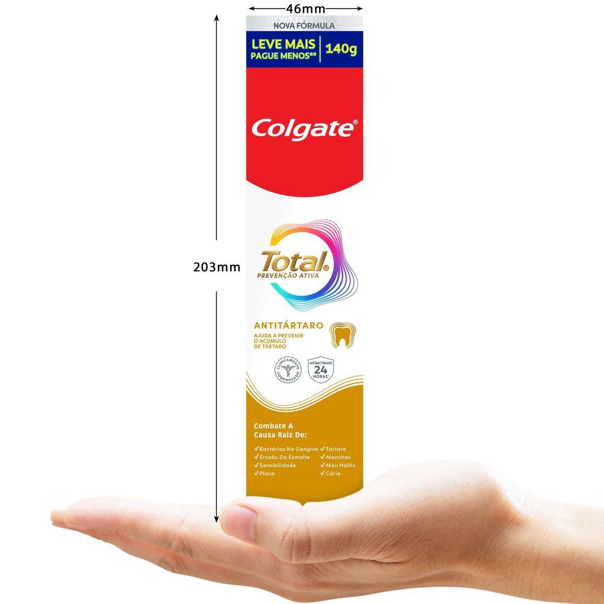 Creme Dental Colgate Total Prevenção Ativa Anti Tártaro 140g — imagem 4 | Farmácia Resyla