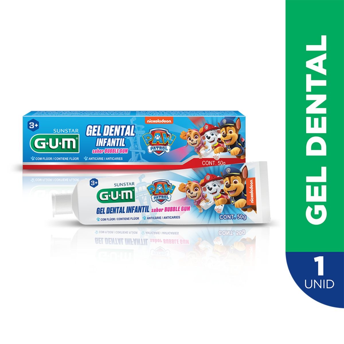 Creme Dental Infantil GUM Patrulha Canina com Flúor Sabor Bubble Gum 50g — Gum | Farmácia Resyla