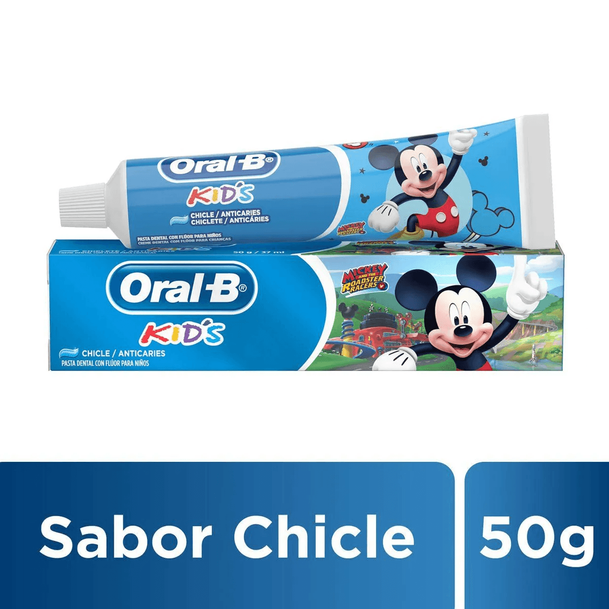 Creme Dental Infantil Oral-B Kids Mickey Anticáries com Flúor Zero Açúcar Sabor Bubble Gum 50g — Oral B | Farmácia Resyla