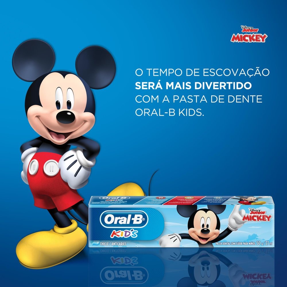 Creme Dental Infantil Oral-B Kids Mickey Anticáries com Flúor Zero Açúcar Sabor Bubble Gum 50g — imagem 4 | Farmácia Resyla