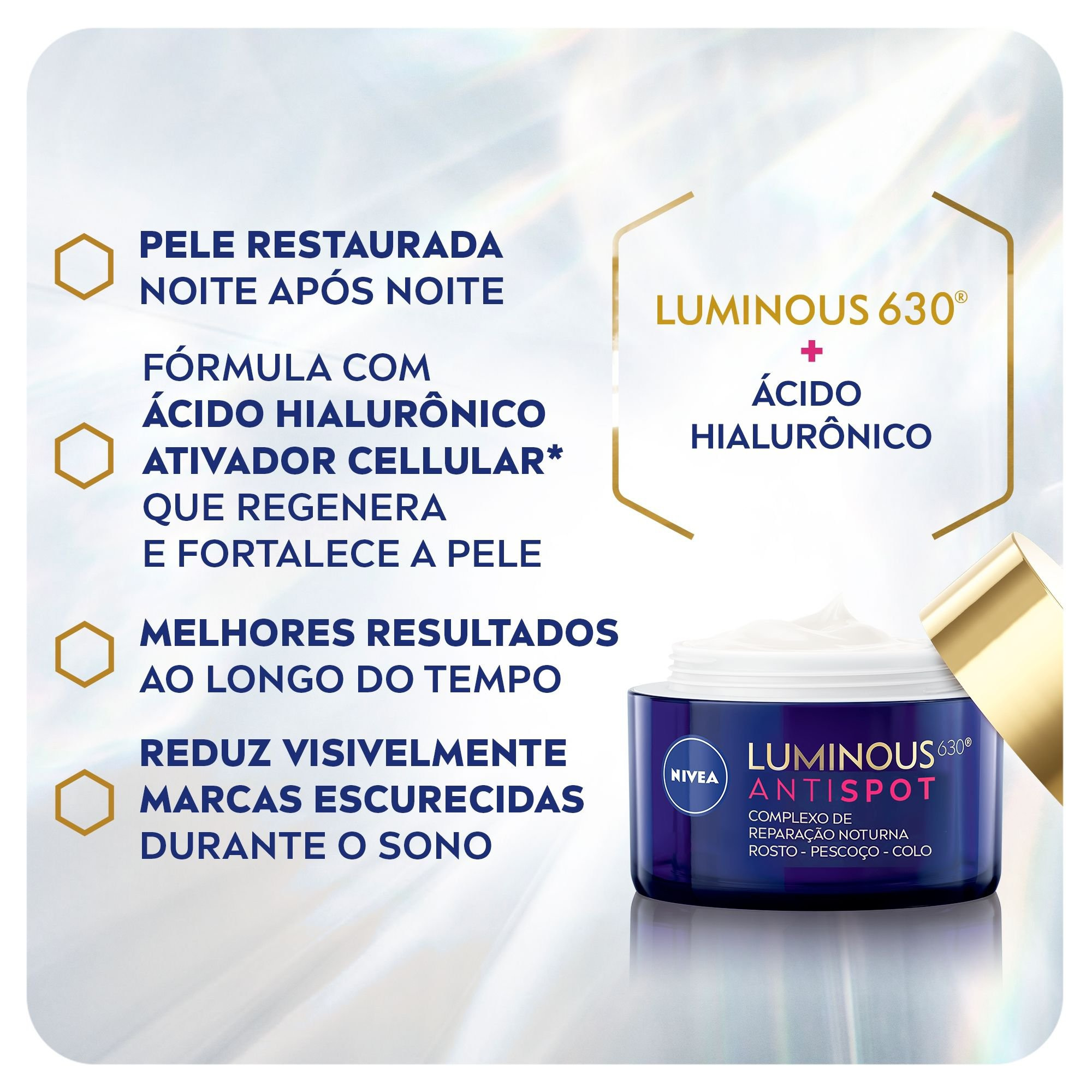 Creme Facial Nivea Luminous 630 Complexo de Reparação Noturna 50ml — imagem 3 | Farmácia Resyla