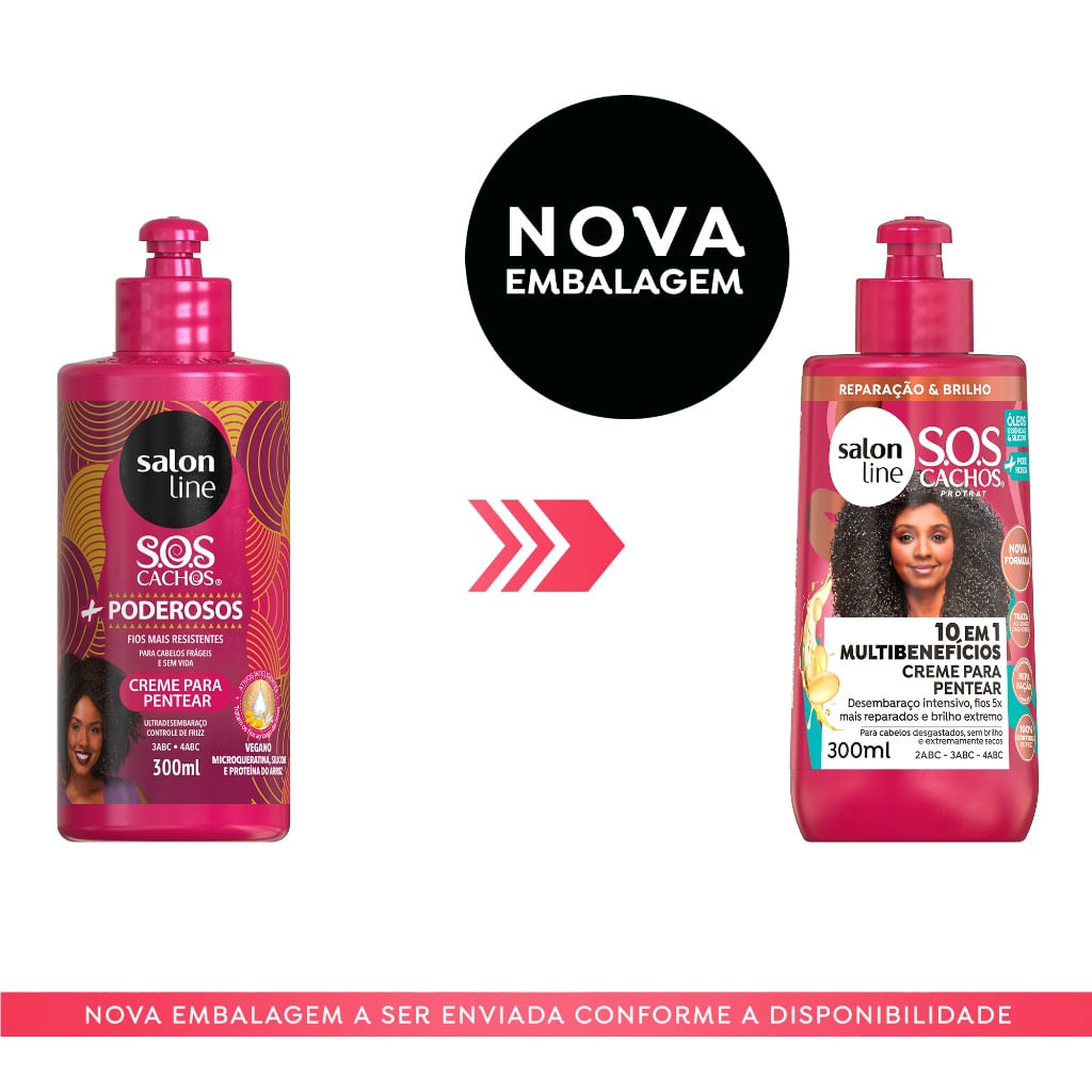 Creme para Pentear SOS Cachos + Poderosos 3 a 4ABC Salon Line 300ml — imagem 2 | Farmácia Resyla