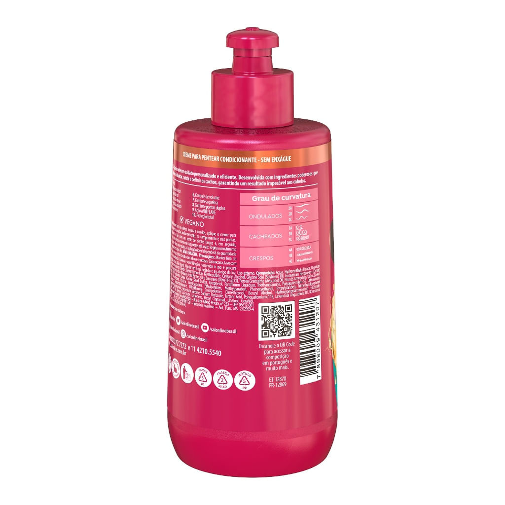 Creme para Pentear SOS Cachos + Poderosos 3 a 4ABC Salon Line 300ml — imagem 3 | Farmácia Resyla