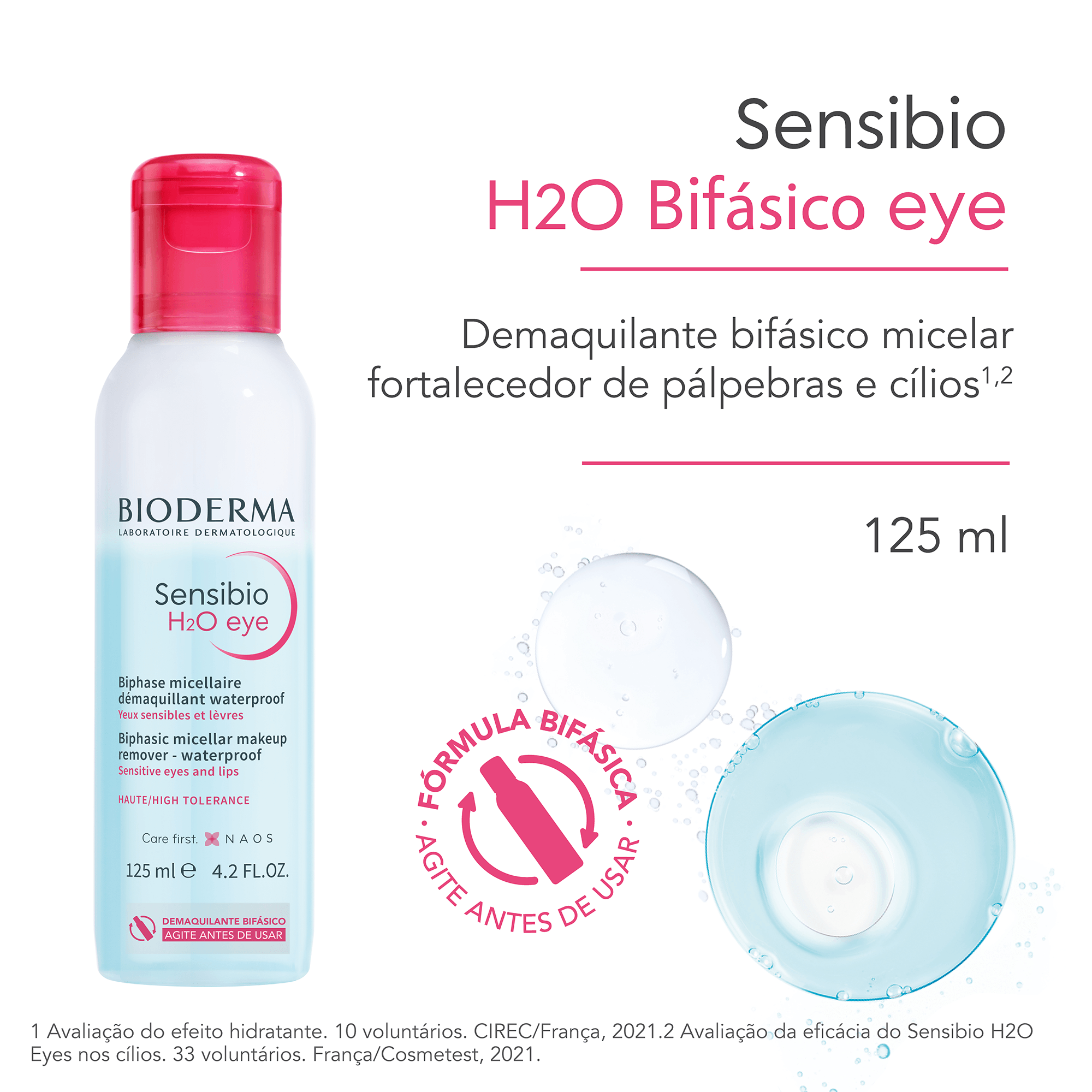 Demaquilante Bifásico Bioderma Sensibio H2O Eye 125ml — imagem 2 | Farmácia Resyla