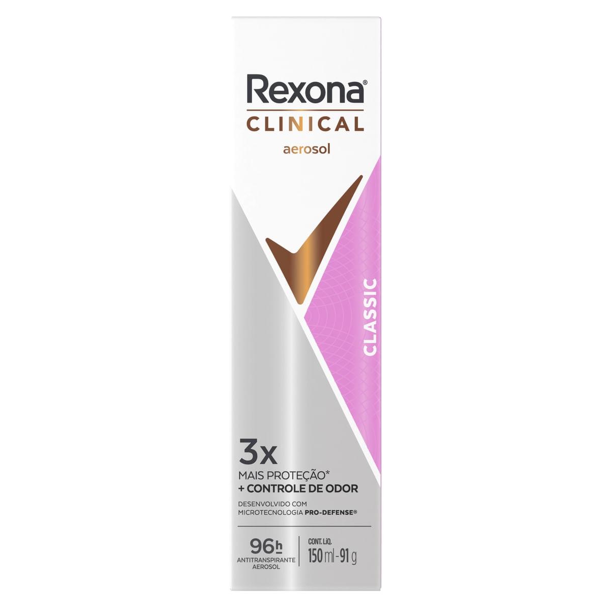 Desodorante Antitranspirante Rexona Clinical Classic 96h Aerossol 150ml — imagem 2 | Farmácia Resyla