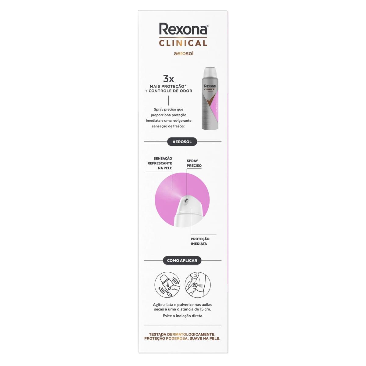 Desodorante Antitranspirante Rexona Clinical Classic 96h Aerossol 150ml — imagem 3 | Farmácia Resyla