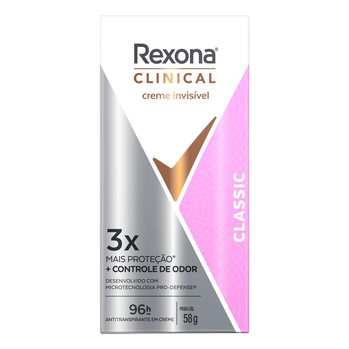 Desodorante Antitranspirante Rexona Clinical Classic 96h Creme 58g — imagem 2 | Farmácia Resyla
