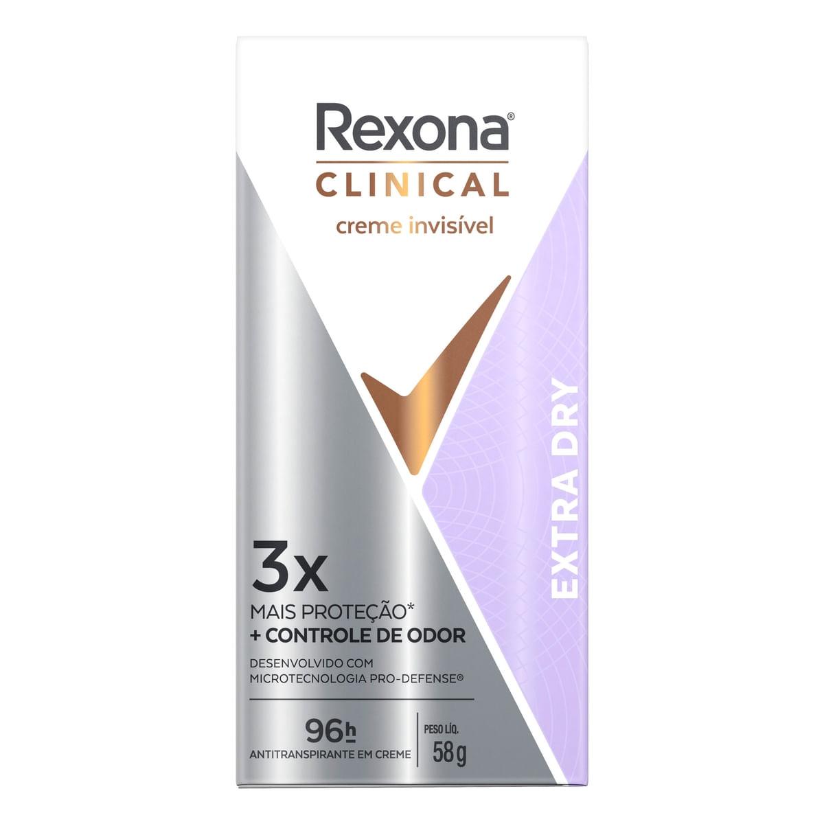 Desodorante Antitranspirante Rexona Clinical Extra Dry 96h Creme 58g — imagem 2 | Farmácia Resyla