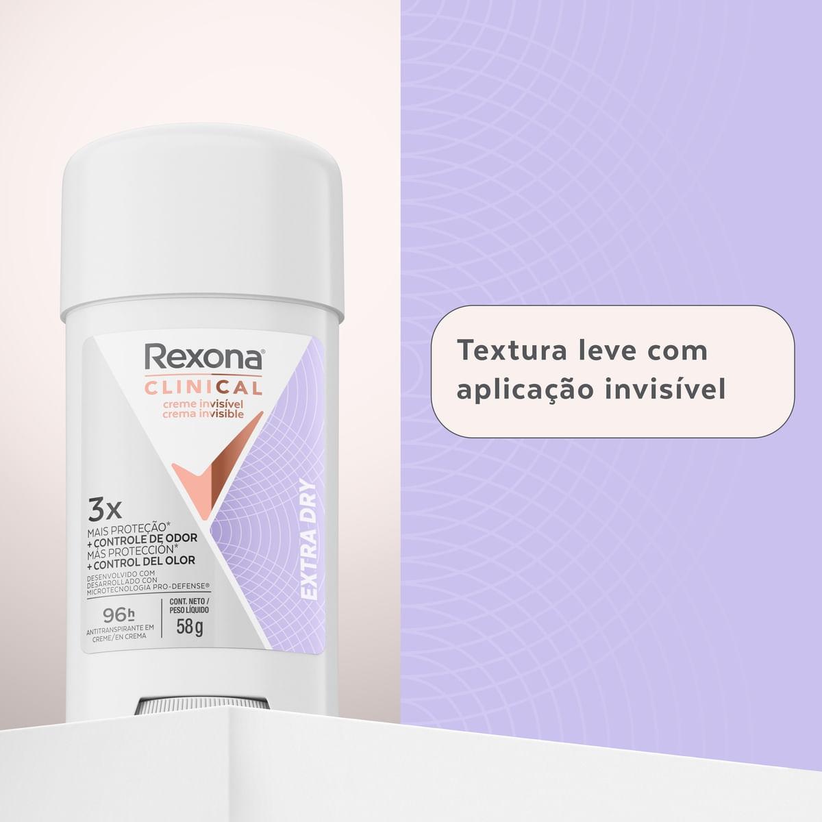 Desodorante Antitranspirante Rexona Clinical Extra Dry 96h Creme 58g — imagem 4 | Farmácia Resyla
